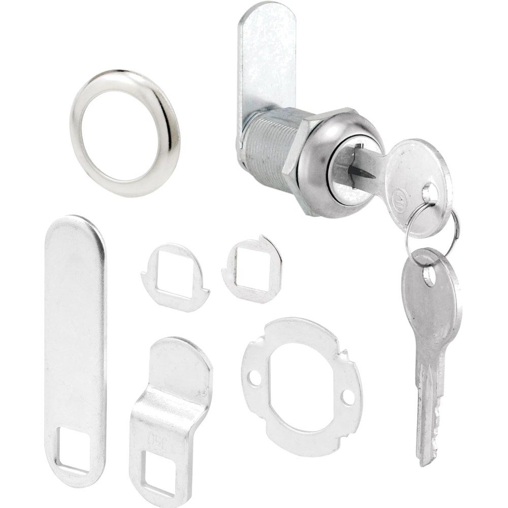 Drawer Lock 7/8 in Stainless Steel Diecast 3 Cams 2 Keys