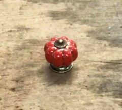 SINGLE RED ENAMEL PULL Drawer Cabinet Knob Porcelain Handle Screw Included
