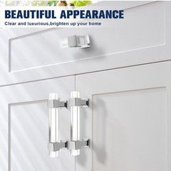 10-Pack 3-3/4in Clear Acrylic Drawer Pulls with Polished Chrome Zinc Base