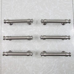 Set of 6 Brushed Nickel Cabinet Hardware Drawer Door Pulls Handles + 24 Bolts