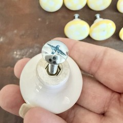 Yellow Gingham Check Ceramic Drawer Knobs Pulls Set of 10 Cottagecore Farmhouse