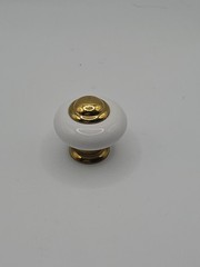 FKI Hardware Period Brass 1 1/4″ Cabinet Knob Solid Brass, Porcelain K12