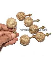 6 Knotty Door knobs – Nautical Drawer pulls – Jute Rope Drawer pulls