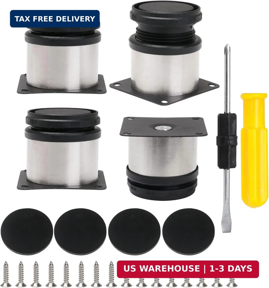 Furniture Cabinet Metal Legs Adjustable Stainless Steel Kitchen Feet Round Black