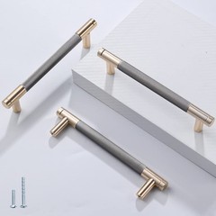 12 PCS 5″ 128mm Gold Grey Aluminum Barrel Cabinet Cupboard Drawer Pull Handle