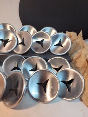 24 Retro Amerack Atomic Dresser Cabinet Knobs Chrome Black Center New 2″ Classic