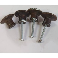 Vintage Set of 4 Metal Abstract Animal Print Dresser Cabinet Knobs Missing Screw