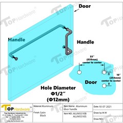 Solid Aluminum Round Combination Door Push Bar and Pull Handle Set – 10″ x 33″
