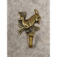 Vtg Belwith Solid Brass Leaping Deer Buck Wall Hook Rustic Lodge Cabin NEW