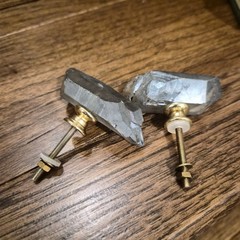 2 Gemstone Hardware Cabinet Knob with a Crystal Quartz Point