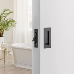 2 Pack 4.72″ Pocket Door Handles + 1 Finger Edge Pull, Black Recessed Flush R…