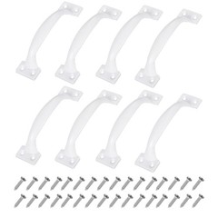 8pcs 5 Inches Gate Handle with Screw for Kitchen Closet Door White,