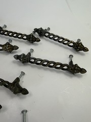 LOT 22 Vtg Crown Ends Twisted Metal Brass Color Drawer Pull Cabinet Handle 6″