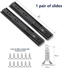 12″ Soft Close Drawer Slides – 2 Pack Side Mount Full Extension Ball Bearing