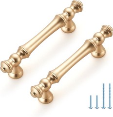10 Pack 3 Inch Brushed Brass Kitchen Cabinet Handles, Zinc Gold Drawer Pulls for