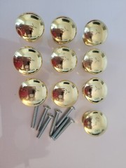 KNOBS Cabinet Drawer Pulls Lot 10 Round Shiny Gold-tone 1″ Diameter