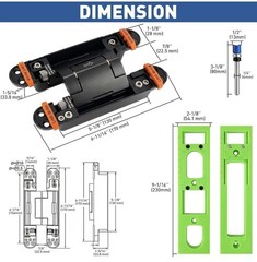 2 PCS Hidden Door Hinge 7-Inch Adjustable Hydraulic Self-Closing Hidden Hinge