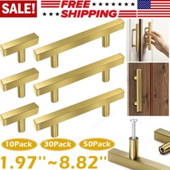 Kitchen Cabinet Handles Stainless Steel Drawer Pulls Hardware Square Golden lLot
