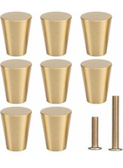 8 Pack Gold Brass Cabinet Dresser Drawer Knobs 0.79″x0.98″ Cone Knob Handle