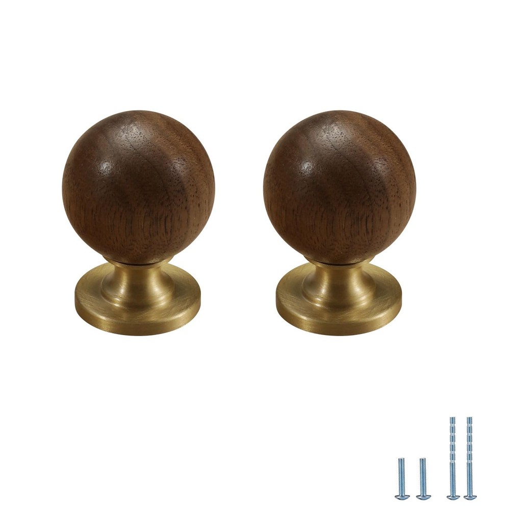6 PCS Large Beech Wood Cabinet Door Handles Drawer Pulls SingleHole Knobs