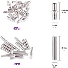 Shelf Pins Kit – 120 Nickel Plated Peags for Home & Furniture, 4 Styles