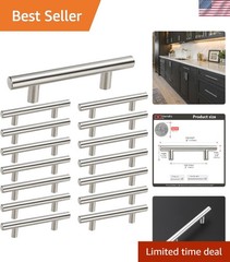 Durable 3 Inch Brushed Nickel Pull Handles – 15 Pack of Stainless Steel Hardware