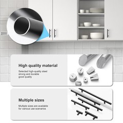 Matte Black Modern Cabinet Door Handles Pulls Kitchen Drawer Stainless Steel Lot