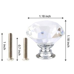 12 Pcs 30mm Diamond Shape Crystal Glass Cabinet Knobs with Screws Drawer Knob…