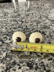 Set Of 2 Original Ethan Allen 1 Inch Porcelain Knob Hardware; Off White