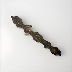 Brass Metal Patina Cabinet Drawer Handle Pull Vtg Gothic W/ Screws 3” Center MCM