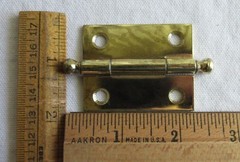 NOS Light Narrow Butts hinge bright brass ball tip 2″ #528 Cabinet door shutter