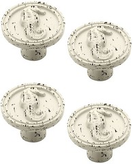 4 Liberty Brainerd 1-3/8” Seaside Nautical Seahorse Knobs Vintage Antique White