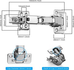 2-Pieces 165 Degree Lazy Susan Hinge, Face Frame, Clip on Plate for Easy Install