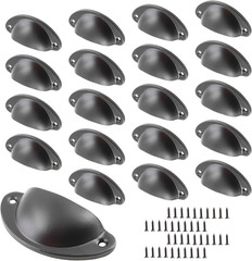 Bivethoi Cabinet Bin Cup Pulls, Black, Half Moon, 2-5/8 Inch, 20 Pack | 67Mm Hol