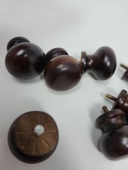 8 Cabinet Drawer Chestnut Wooden Pull Knobs Handles Dark Brown w/ Screws 1.25″