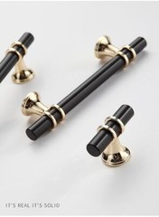 T Bar Pull Handle Alloy Kitchen Bathroom Cabinet Drawer Hardware Knob Black Gold