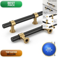 Goldenwarm 10 Pack Black And Gold Cabinet Pulls 3 Inch Matte Black Drawer Pulls