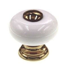 FKI Hardware Period Brass 1″ Cabinet Knob Polished Solid Brass Porcelain A42