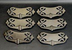 6 Vintage Large BPC 14045 Brass Chippendale Bail Pull Drawer Handles Victorian