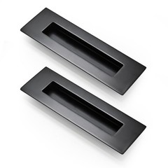 2 PCS 150mm Black Flush Sliding Closet Door Pulls Recessed Finger 6 Inch
