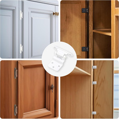 50 Pack 25 Pairs 3/8″ Inset Cabinet Door Hinges – White Offset Self Closing Hing