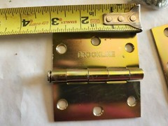 10 Pair of 3″ x 3″ Brookline Brass Plated- Butt / Utility Hinges with Screws