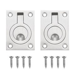 2pcs Recessed Door Rings, 6.5 x 4.6cm Square, Silver