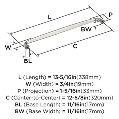 Kane 125/8 inch 320 mm CentertoCenter Polished Nickel Cabinet Pull