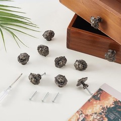 6 Pcs Vintage Lion Cabinet Knobs Antique Bronze Decorative Drawer Pulls for D…