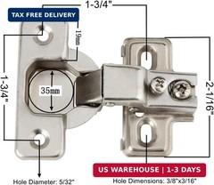 1/2 inch Overlay Concealed Cabinet Hinges, Self-Closing Short Arm European Hinge