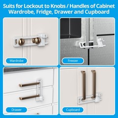 AST Keyed Cabinet Lock, 2 Locks 4 Keys Alike, Small, Matte White