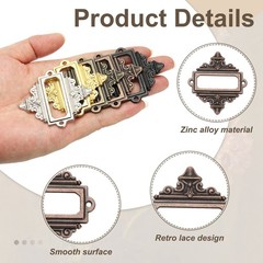 5 Pcs 2.2 x 2.4 Inch Metal Label Holder, Bronze Red