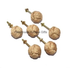 6 Knotty Door knobs – Nautical Drawer pulls – Jute Rope Drawer pulls