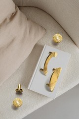 3-3/4 Inch 96mm Hole Centers Gilded Ray Cabinet Handles Gold 6 Pack Hardware